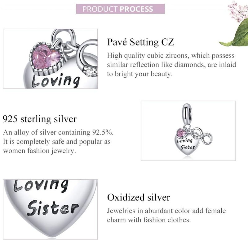 VOROCO Store Charm 925 Sterling Silver Bracelet Necklace Pendant Bead Charms Jewelry Gift for Women Mother Daughter Grandma Family Friends - Image 2